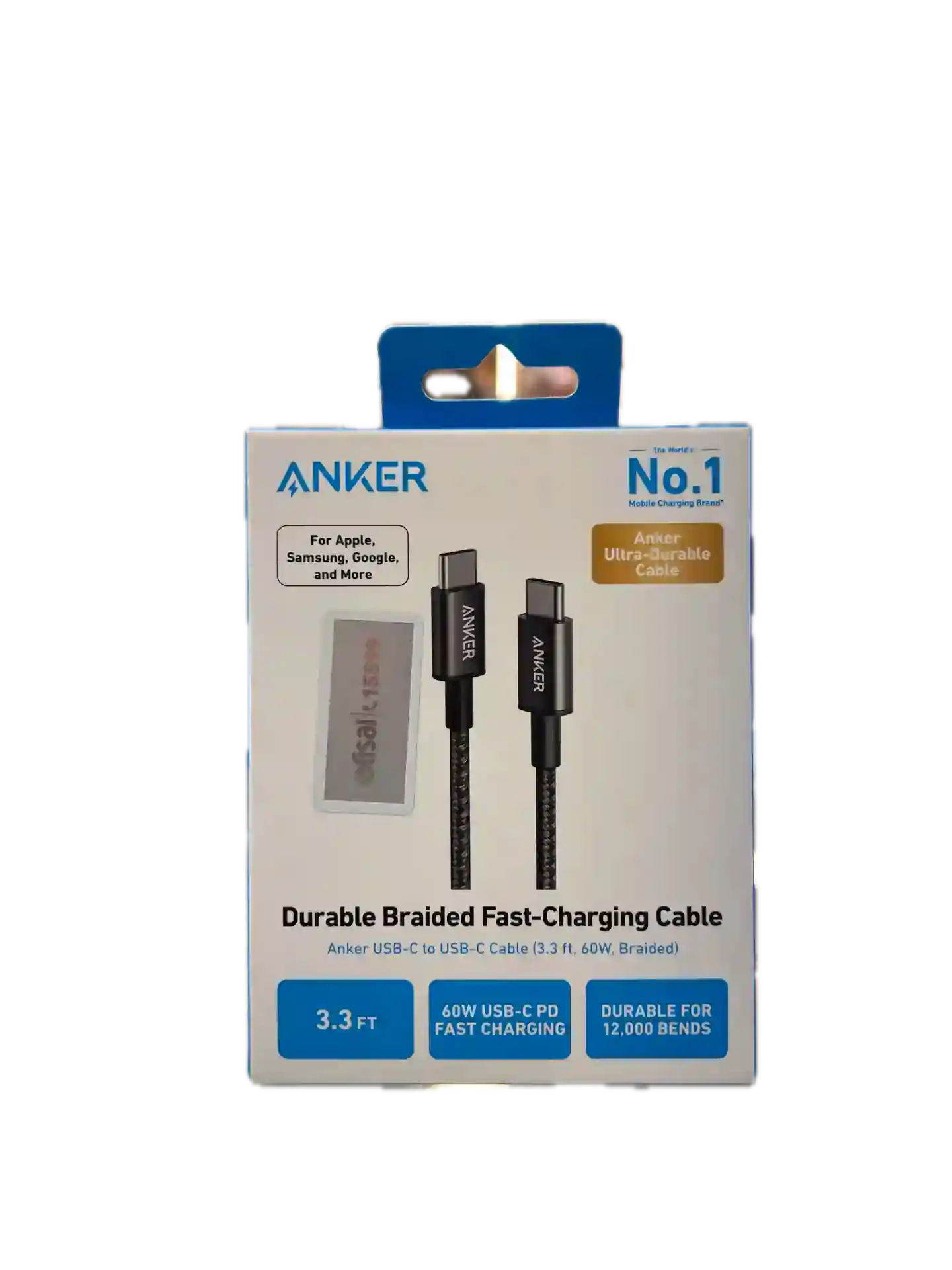Anker USB-C to USB-C Cable (3.3 ft, 60W, Braided)