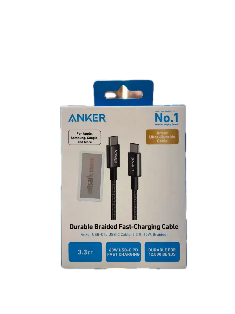 Anker USB-C to USB-C Cable (3.3 ft, 60W, Braided)