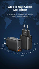 Lanex LC40 Wall Fast Charger, 2 Ports, 33 Watt - Black